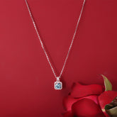 Silver Blue Sapphire Square Pendant With Chain